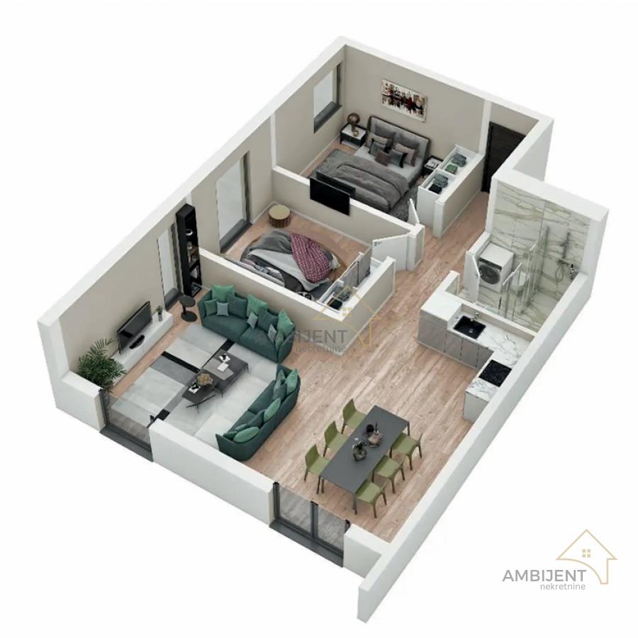 Luksuzan stan u prizemlju moderne zgrade, sa pripadajućim dvorištem