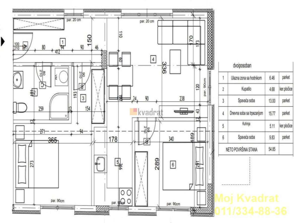 Zvezdara, Vojvode Vlahovića - Nikole Altomanovića, 55m2