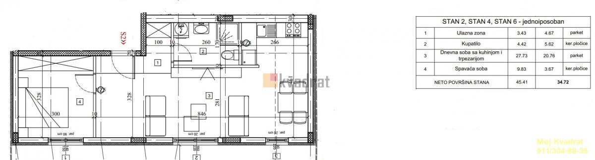 Zemun, Sutjeska - Pazovački put, 45m2