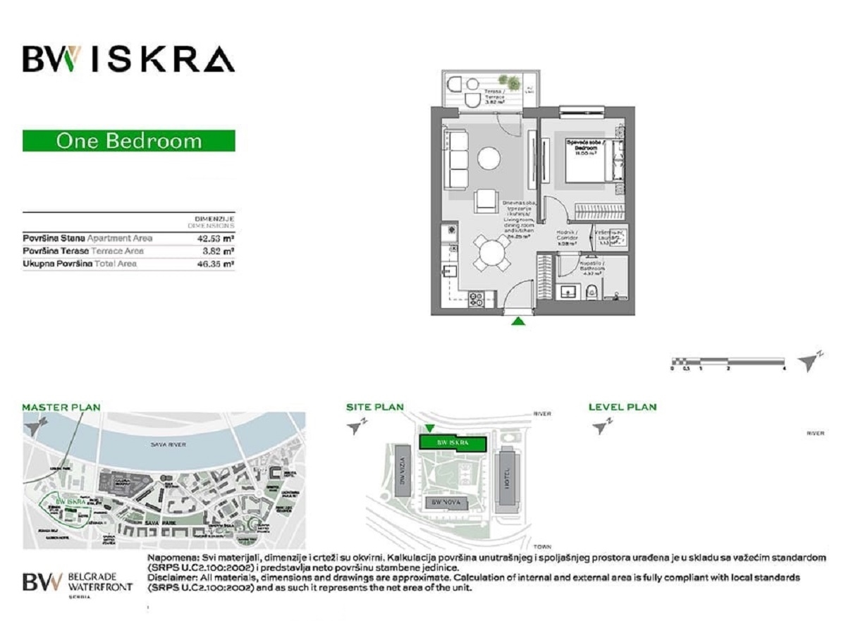 BW Iskra, dvosoban stan u izgradnji, 46m2