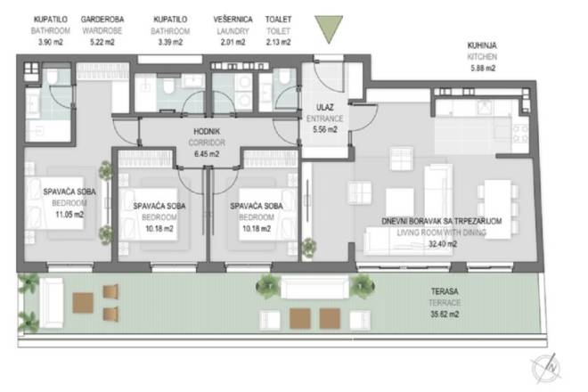 Luks 4.0 penthaus u bloku 65, Airport Garden 134m2