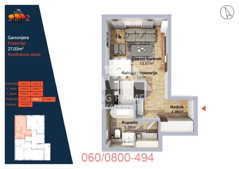 Garsonjera+bašta 50m2-Lekino Brdo, Pašmanska ID#3454