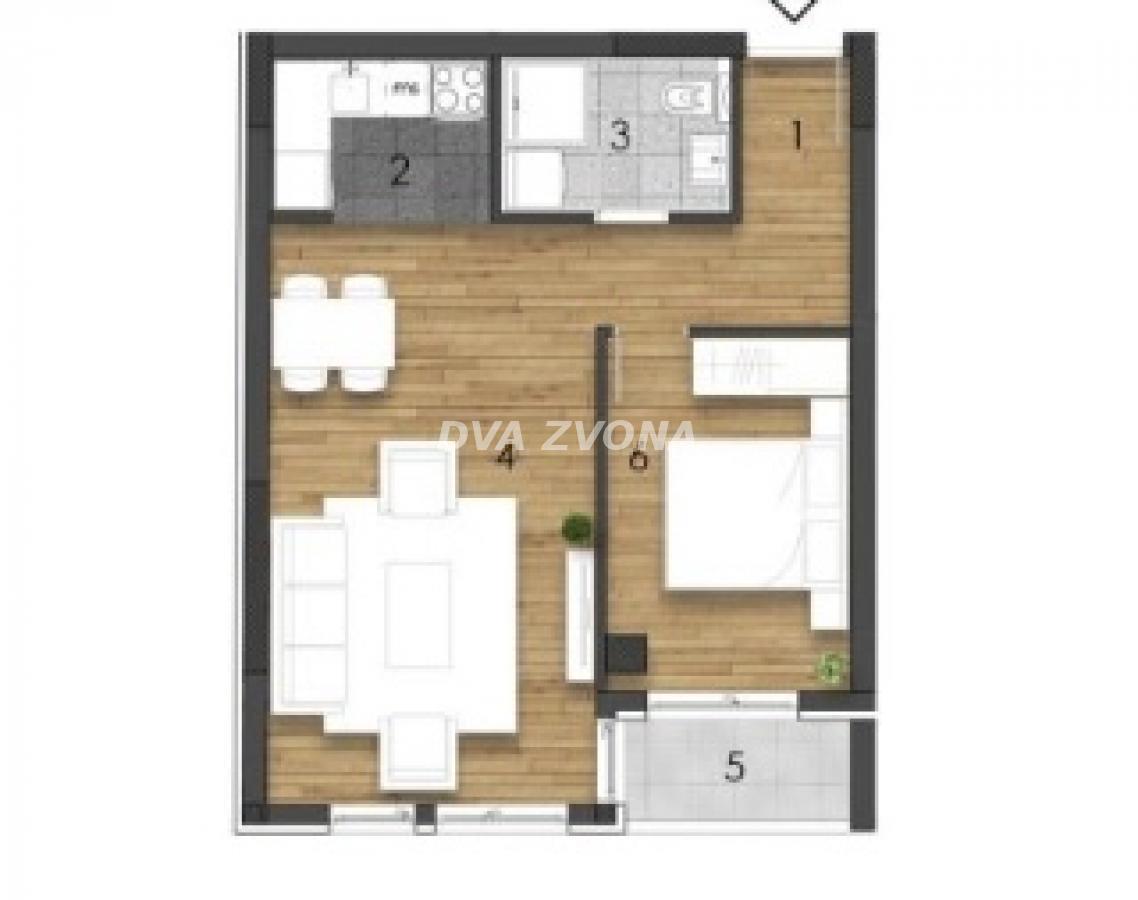 NOVA STAMBENA ZGRADA NA TELEPU-DVOSOBAN STAN 45.35 m2