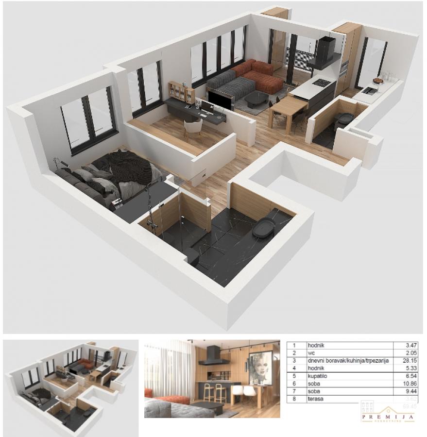 3.0, Ada mall, Karpoševa, 69.45, 3/4, toplotne pumpe, lift, terasa, lux novogradnja
