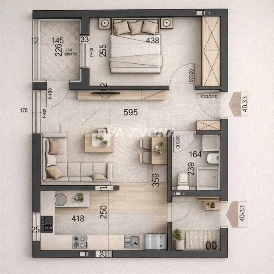 DVOSOBAN STAN – TELEP – 40.43 m²-PETI SPRAT