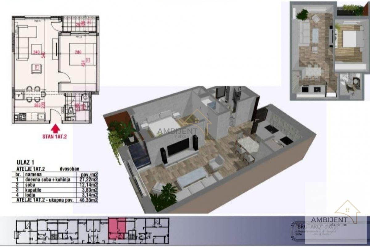 LUX jednoiposoban stan u Batajnici, 46m2