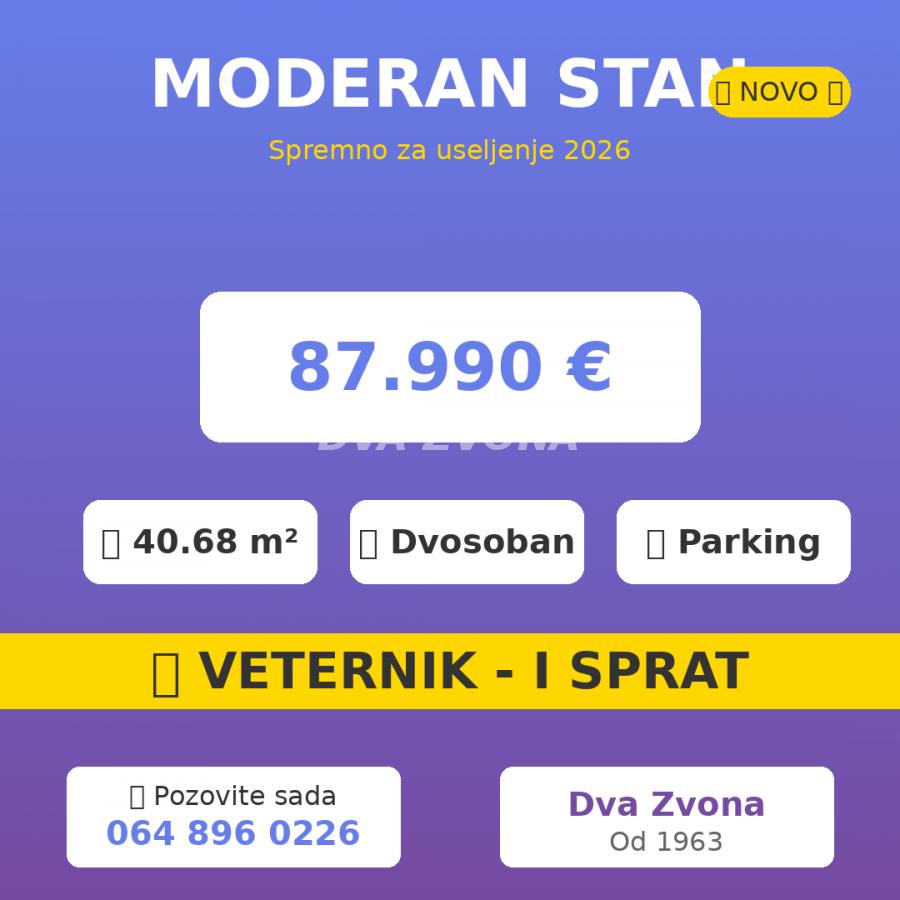 MODERAN STAN-40.68 m2- I sprat-Veternik