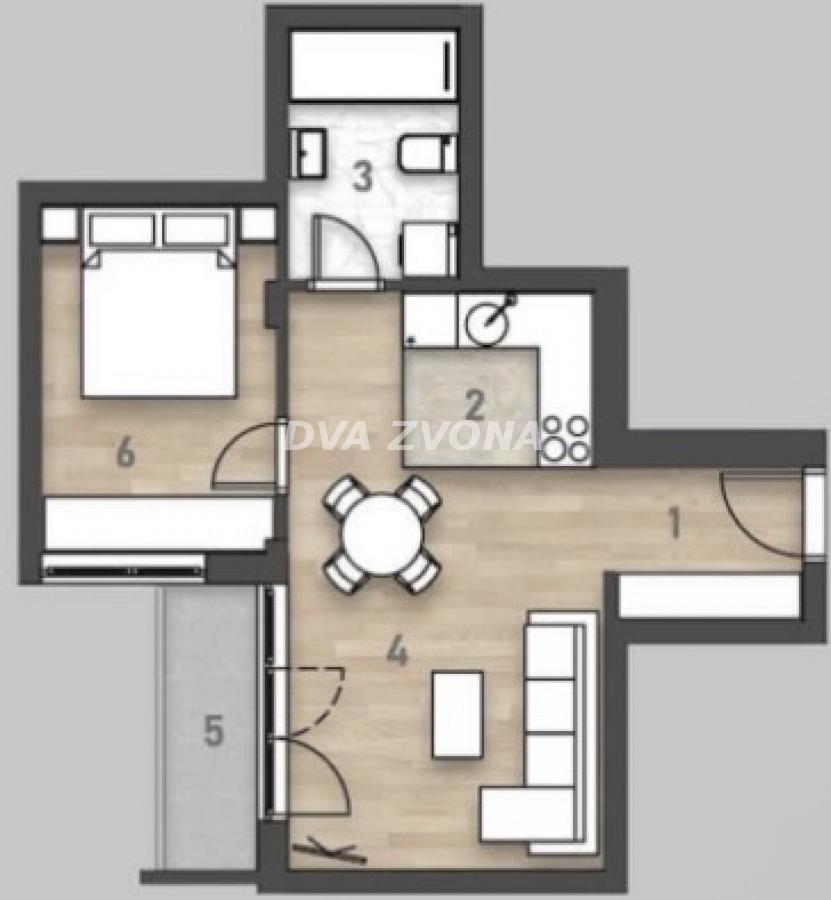 NOV, MODERAN STAN-ROTKVARIJA– 43.38 m², 2.0, PRVI SPRAT