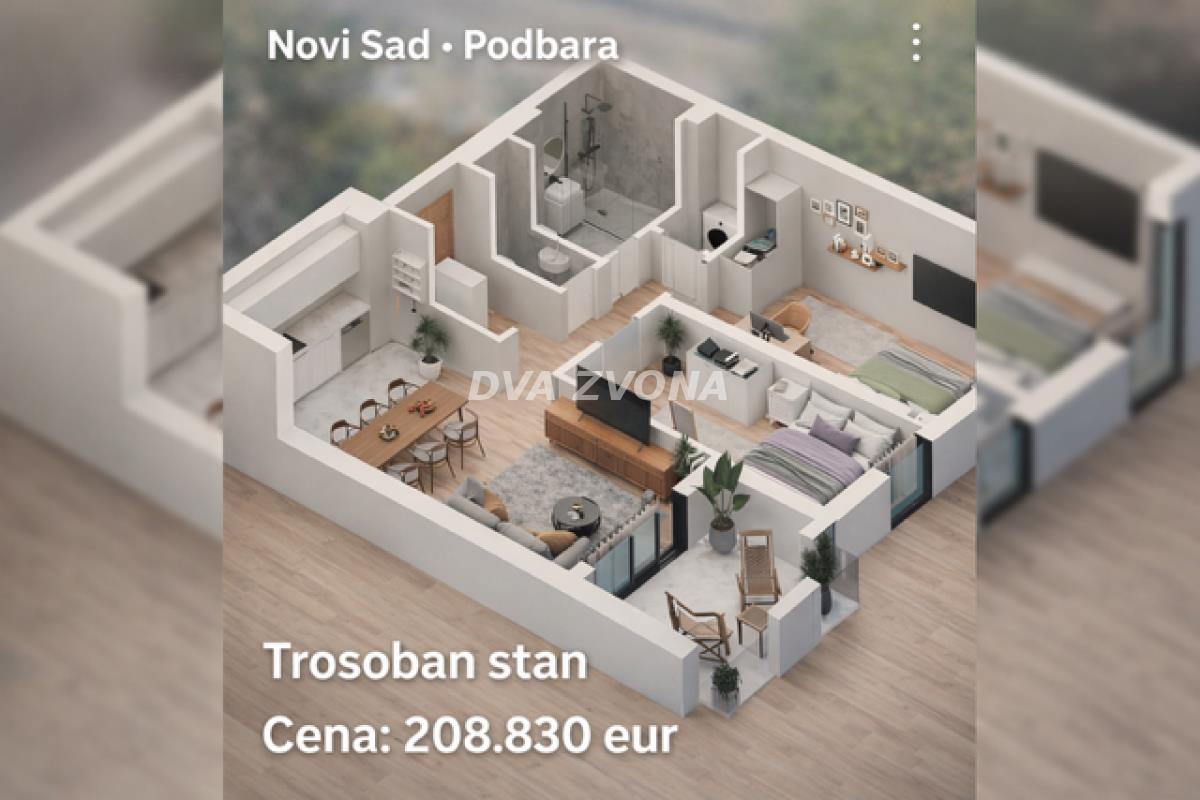 PODBARA – MODERA STAN - TROSOBAN- 62 m²