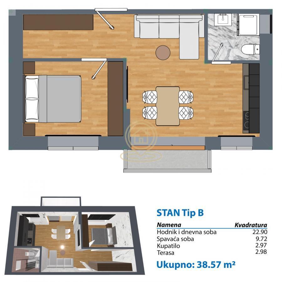 Na prodaju jednosoban stan u Durlanu