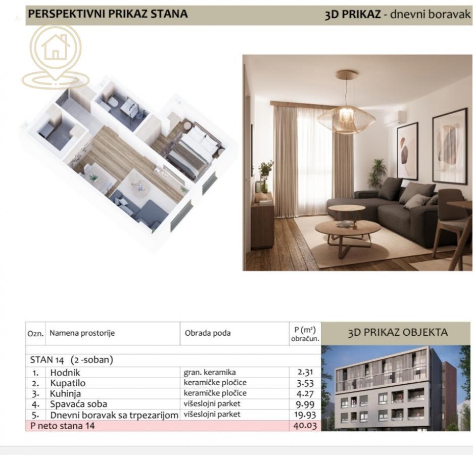 NA PRODAJU DVOSOBAN STAN 40m²  U NOVOGRADNJI U DUVANISTU