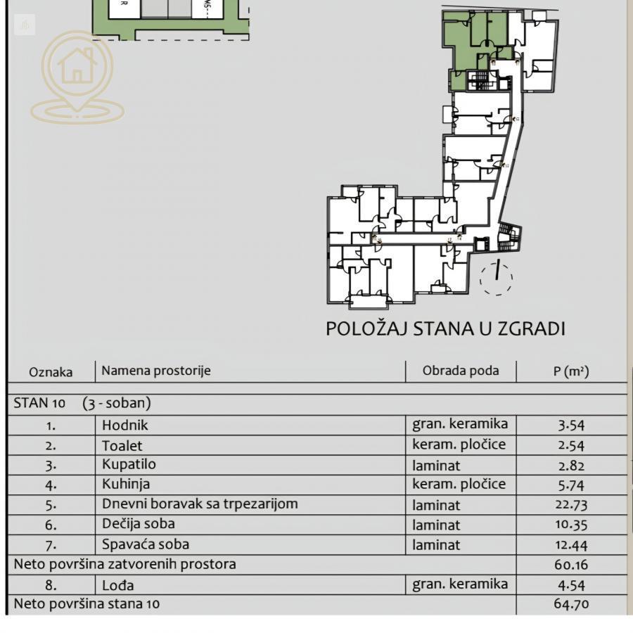 Na prodaju trosoban stan – 64 m², Obilićev venac, Niš