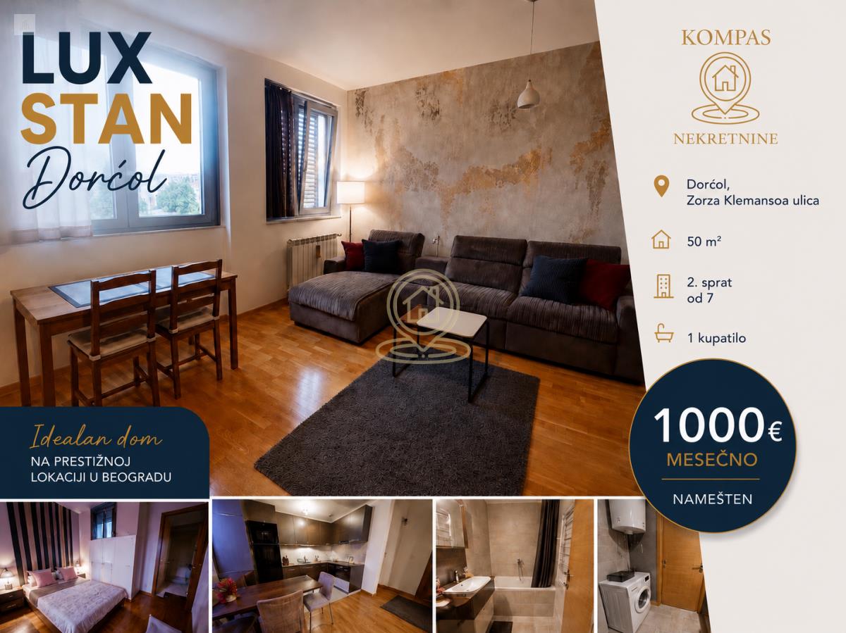 lux dvosoban stan 50 m2, Dorćol, Stari Grad, Beograd, 2. sprat
