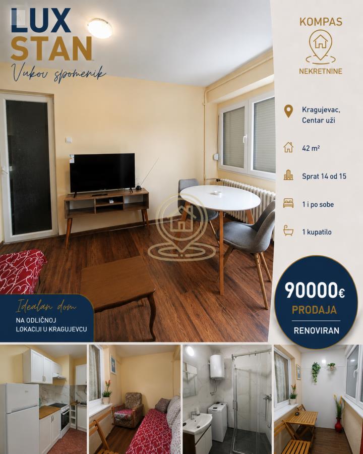 Jednoiposoban stan u centru Kragujevca, 42 m²,