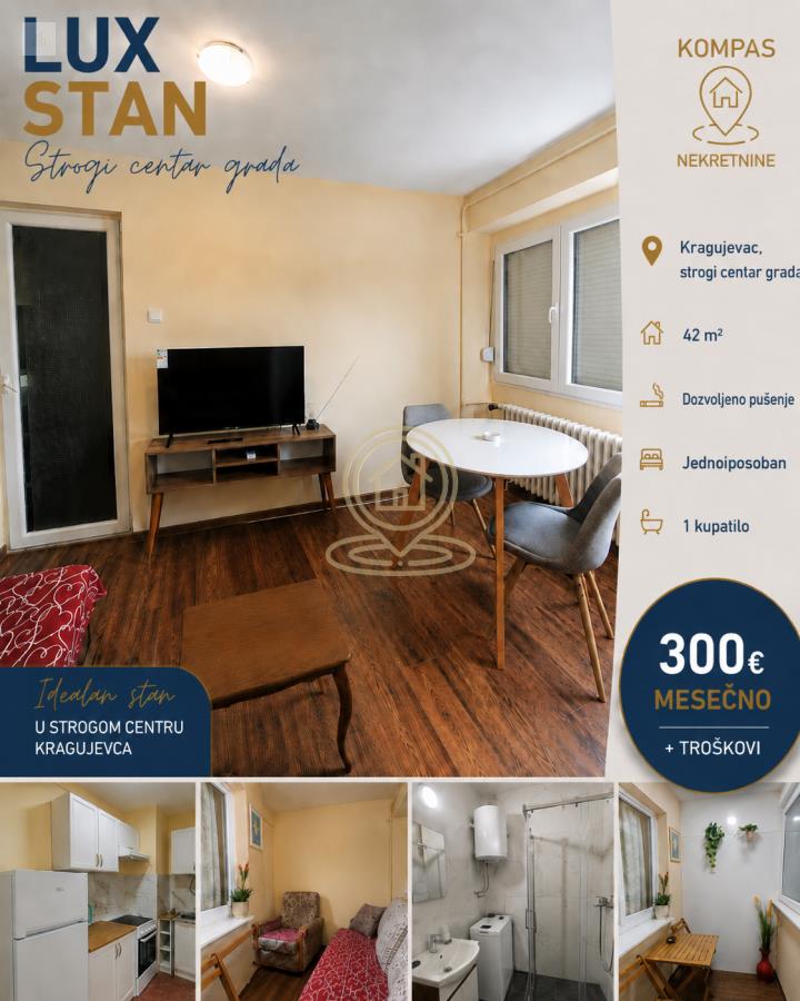 Jednoiposoban stan 42 m², Centar, Kragujevac,
