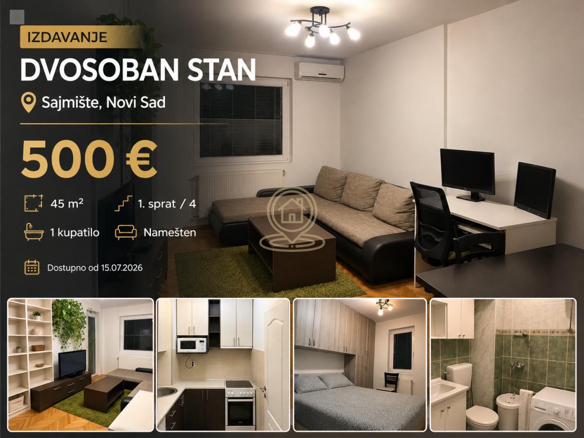 Dvosoban stan 45 m², Sajmište, Novi Sad, 1. sprat