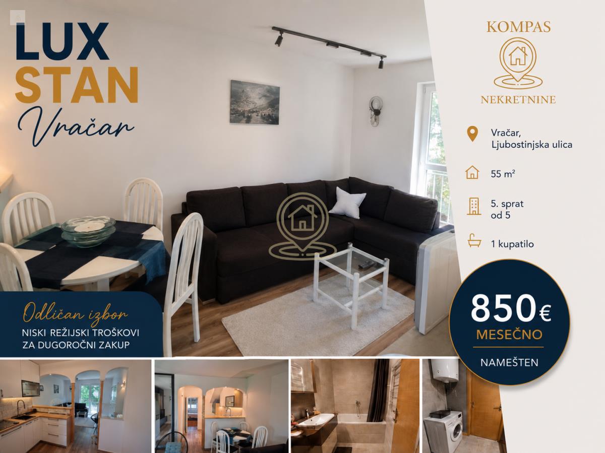 Dvosoban stan 55 m², Vračar, 5. sprat