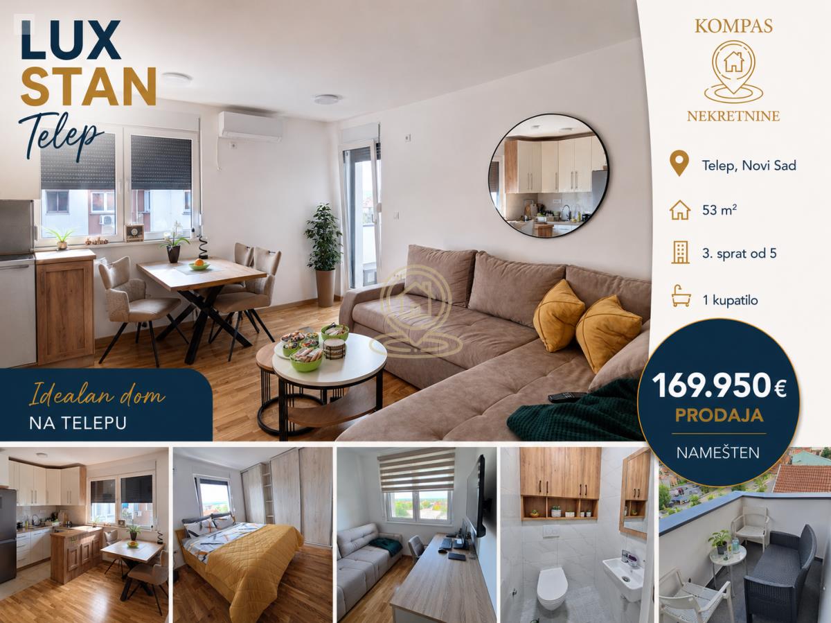 Trosoban stan 53 m², Bulevar Patrijarha Pavla, Novi Sad, 3. sprat