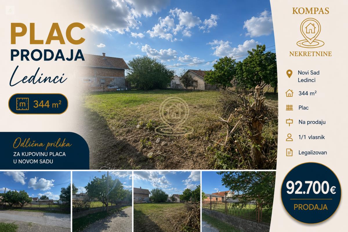 Plac 344m2 u Ledincima, Novi Sad