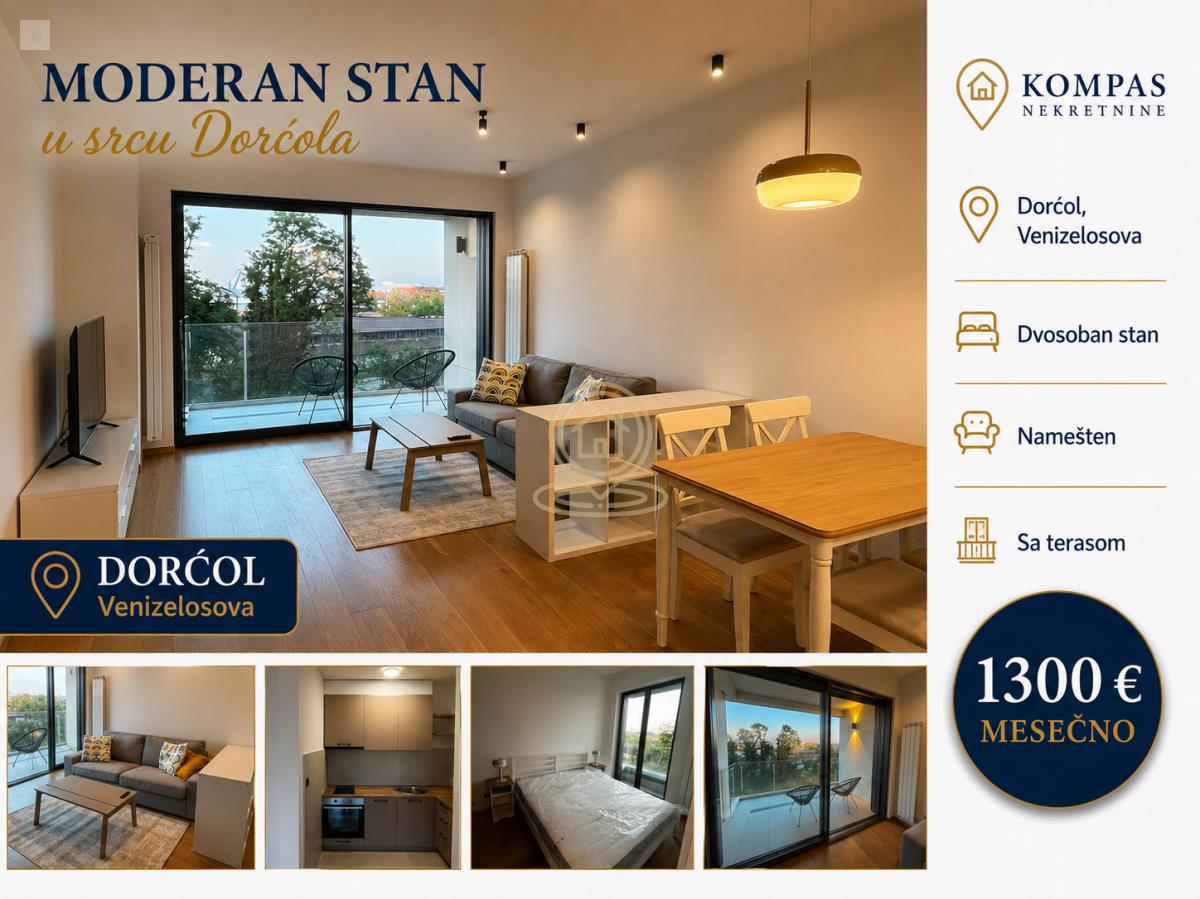 Luksuzan dvosoban namešten stan 50 m2, Novi Dorčol