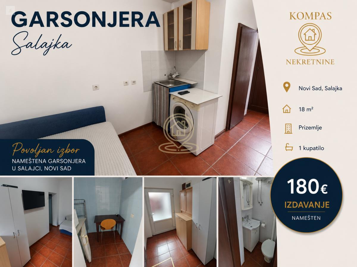 Garsonjera blizu Kisacke ulice na Salajci, Novi Sad, 18 m²