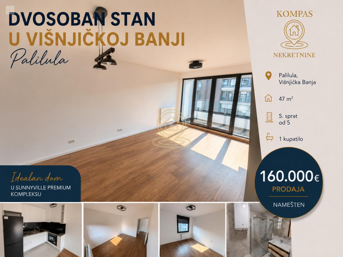 Dvosoban stan u Višnjičkoj Banji, Palilula, 47 m²