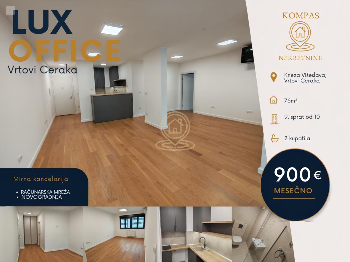 Kancelarijski prostor 76,5 m² + terasa | Dve kancelarije | Novogradnja | Cerak