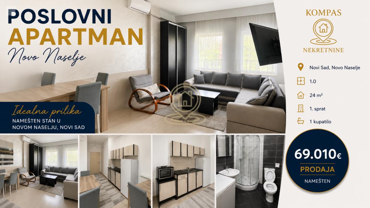 Poslovni Apartman/stan 24 m², Novo Naselje, Novi Sad