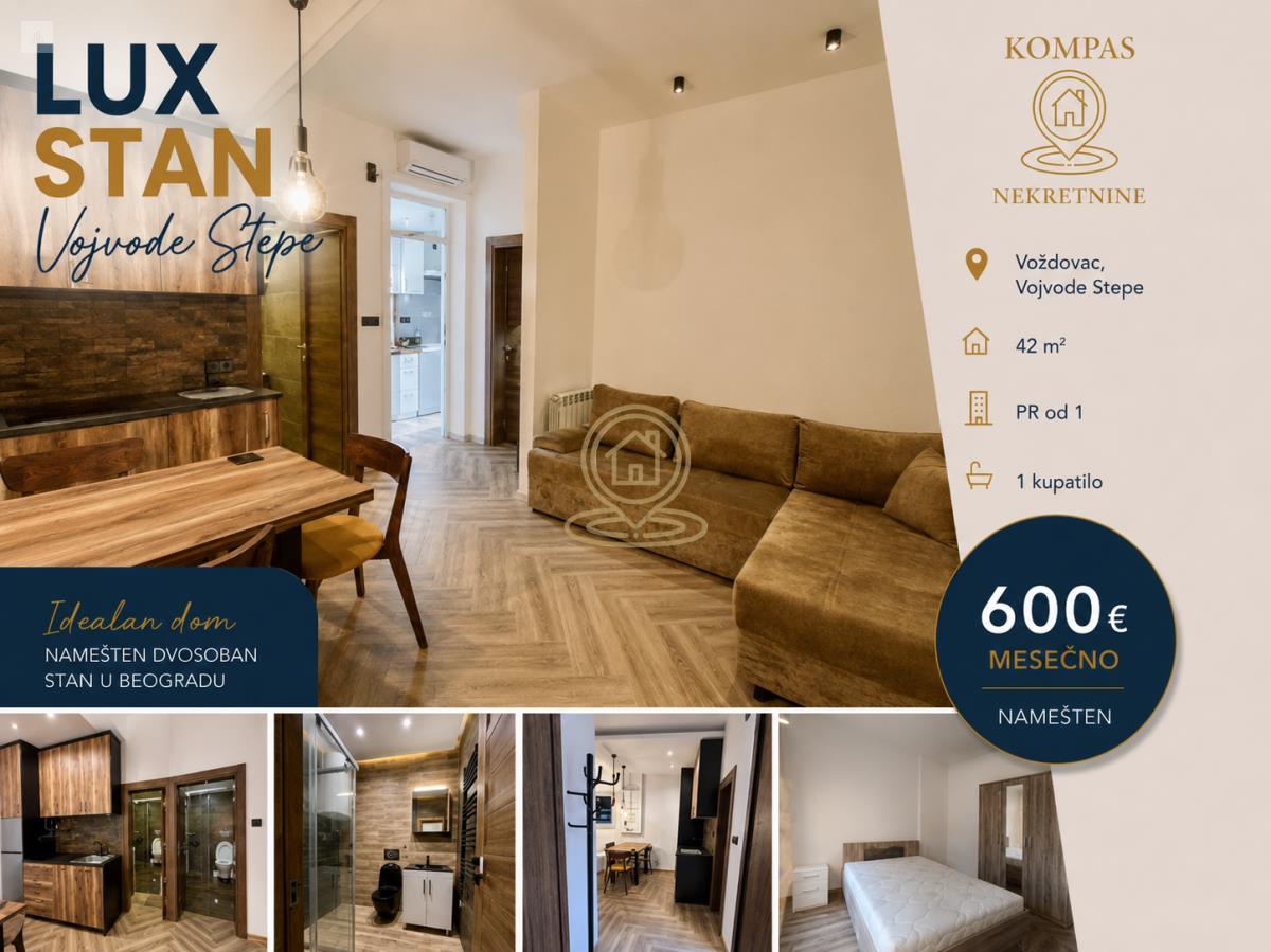Izdaje se dvosoban stan u dvorištu zgrade – 42 m² | Vojvode Stepe