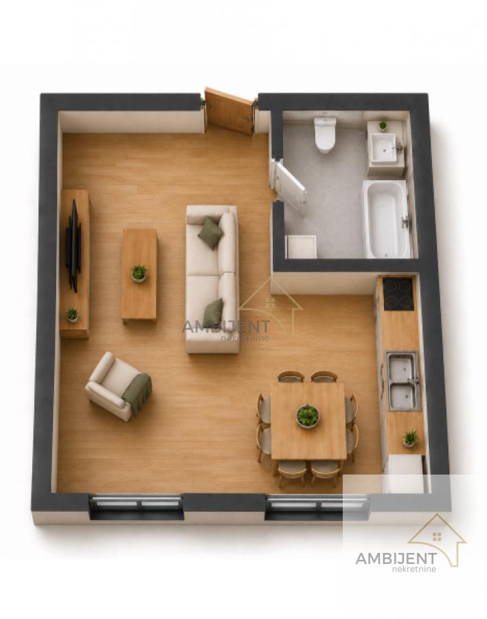 Jednosoban stan u Novim Banovcima, 34 m²
