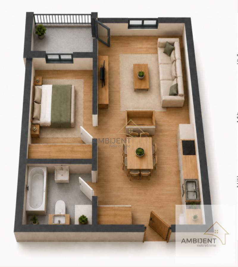 Dvosoban stan u Novim Banovcima, 47 m²
