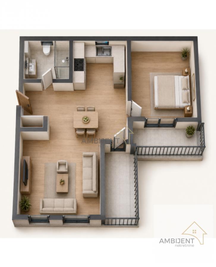 Dvosoban stan u Novim Banovcima, 55 m²