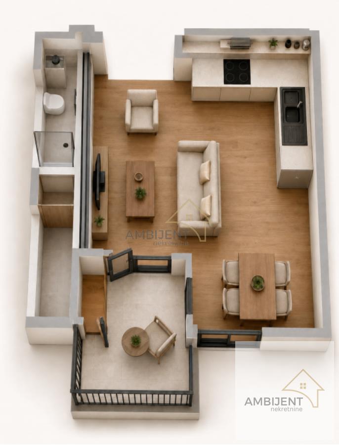Jednosoban stan u Novim Banovcima, 34 m²