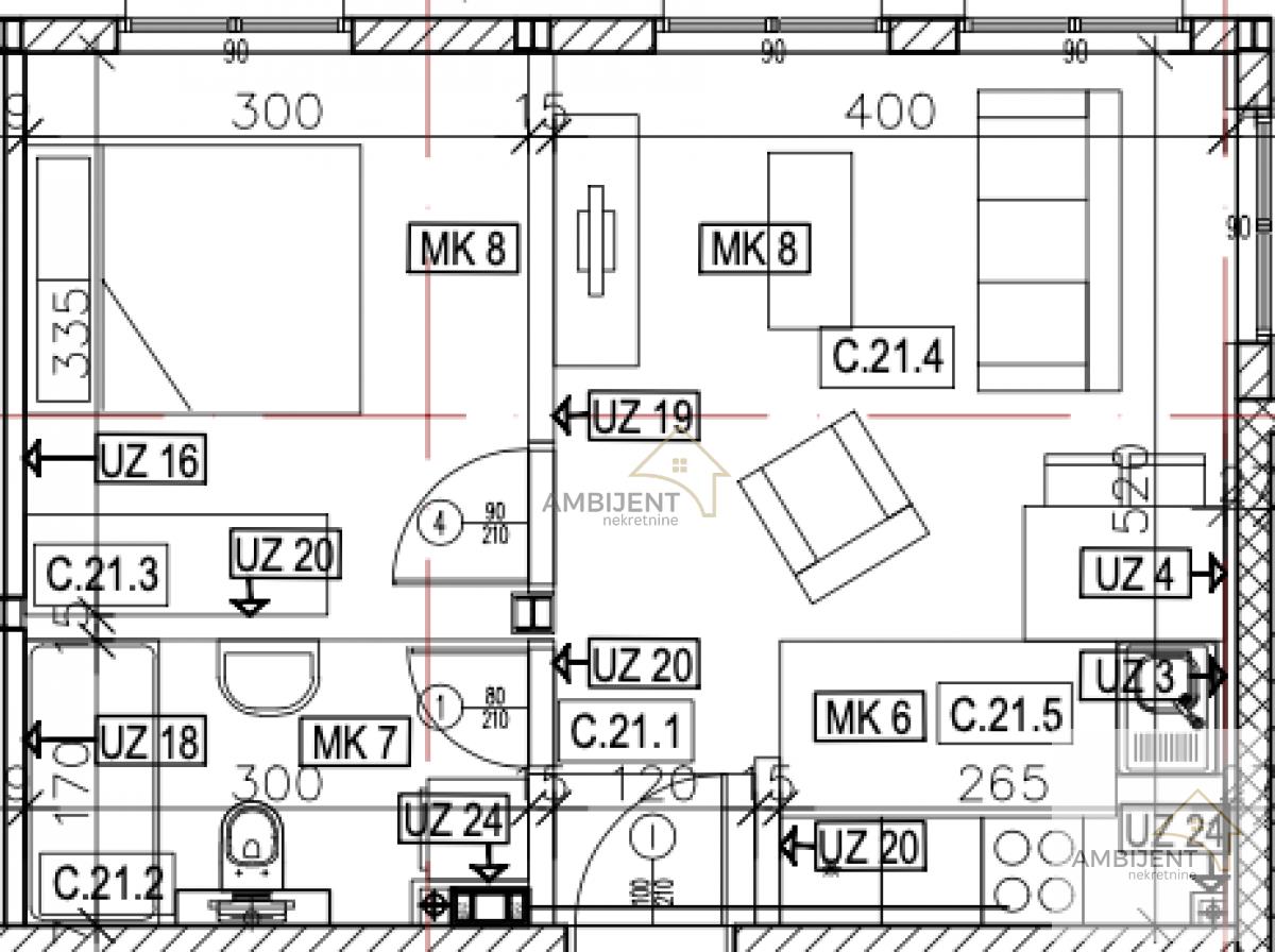 Jednoiposoban stan u Novim Banovcima, 36 m²
