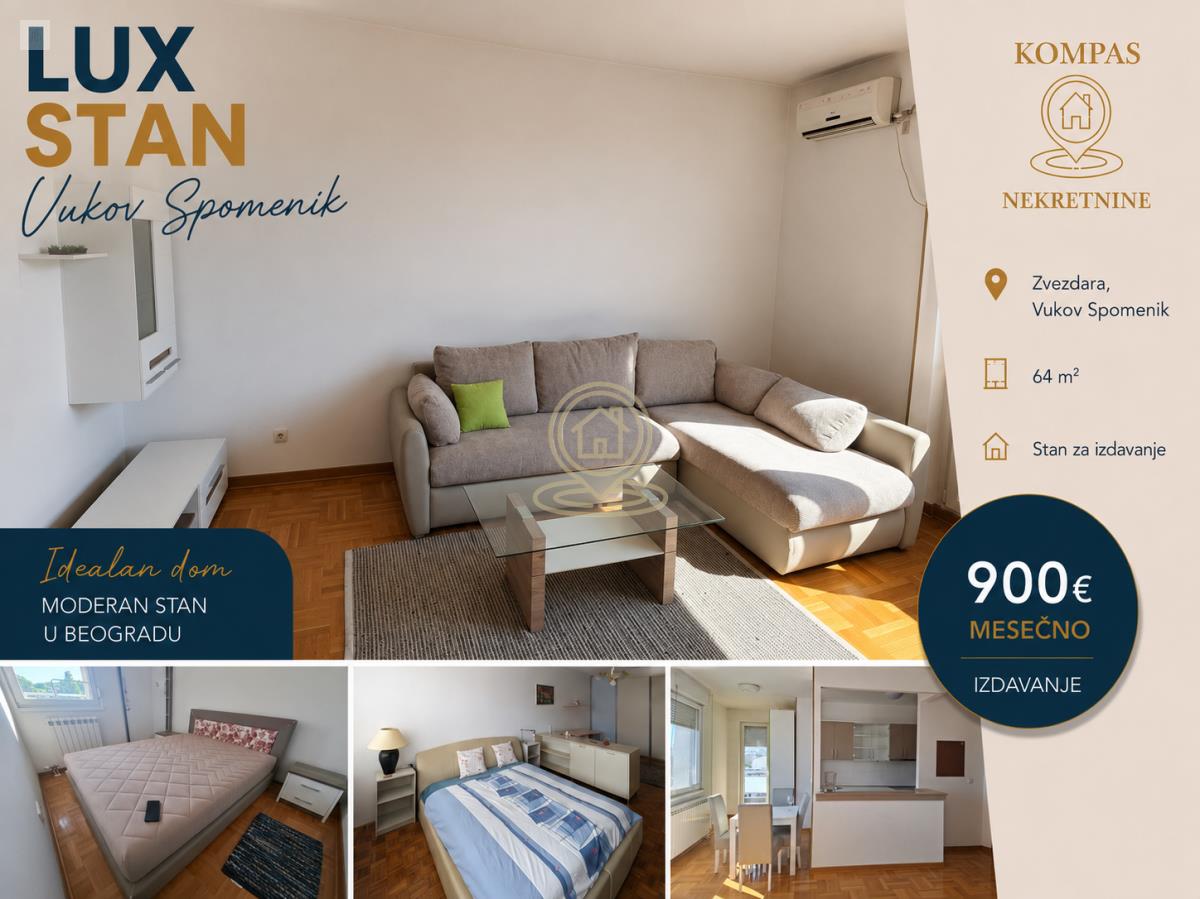 Trosoban stan 64 m², Vukov Spomenik, Zvezdara, Beograd