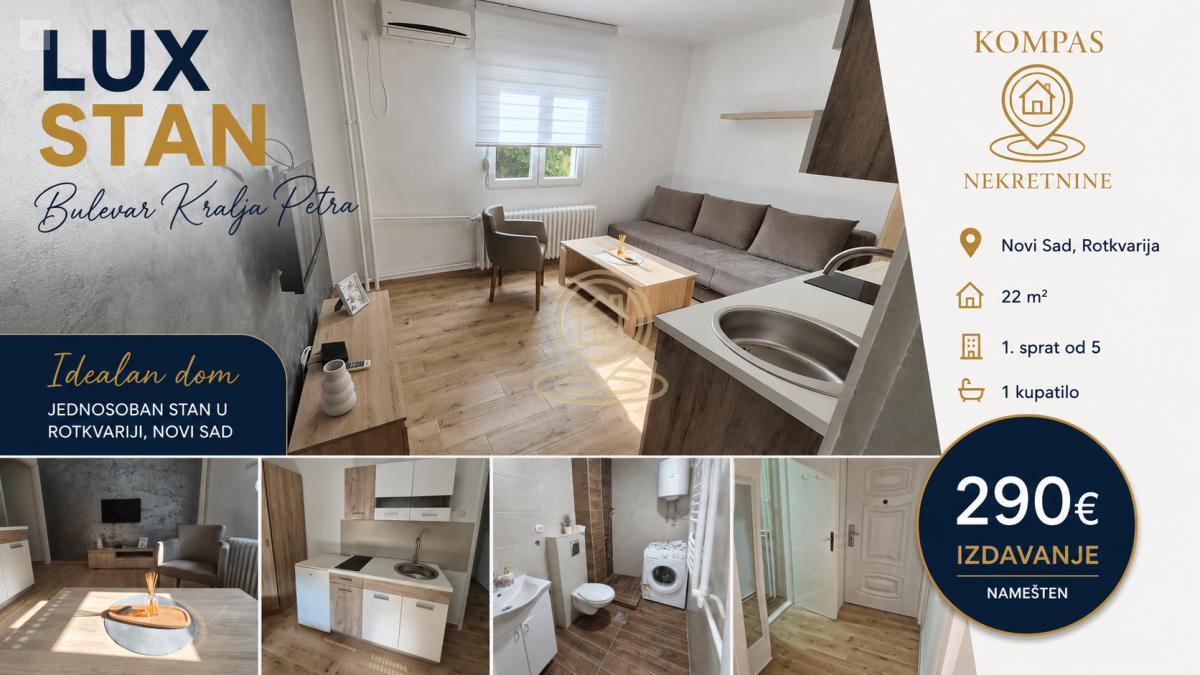 Jednosoban stan 22 m², Rotkvarija, Novi Sad, 1. sprat