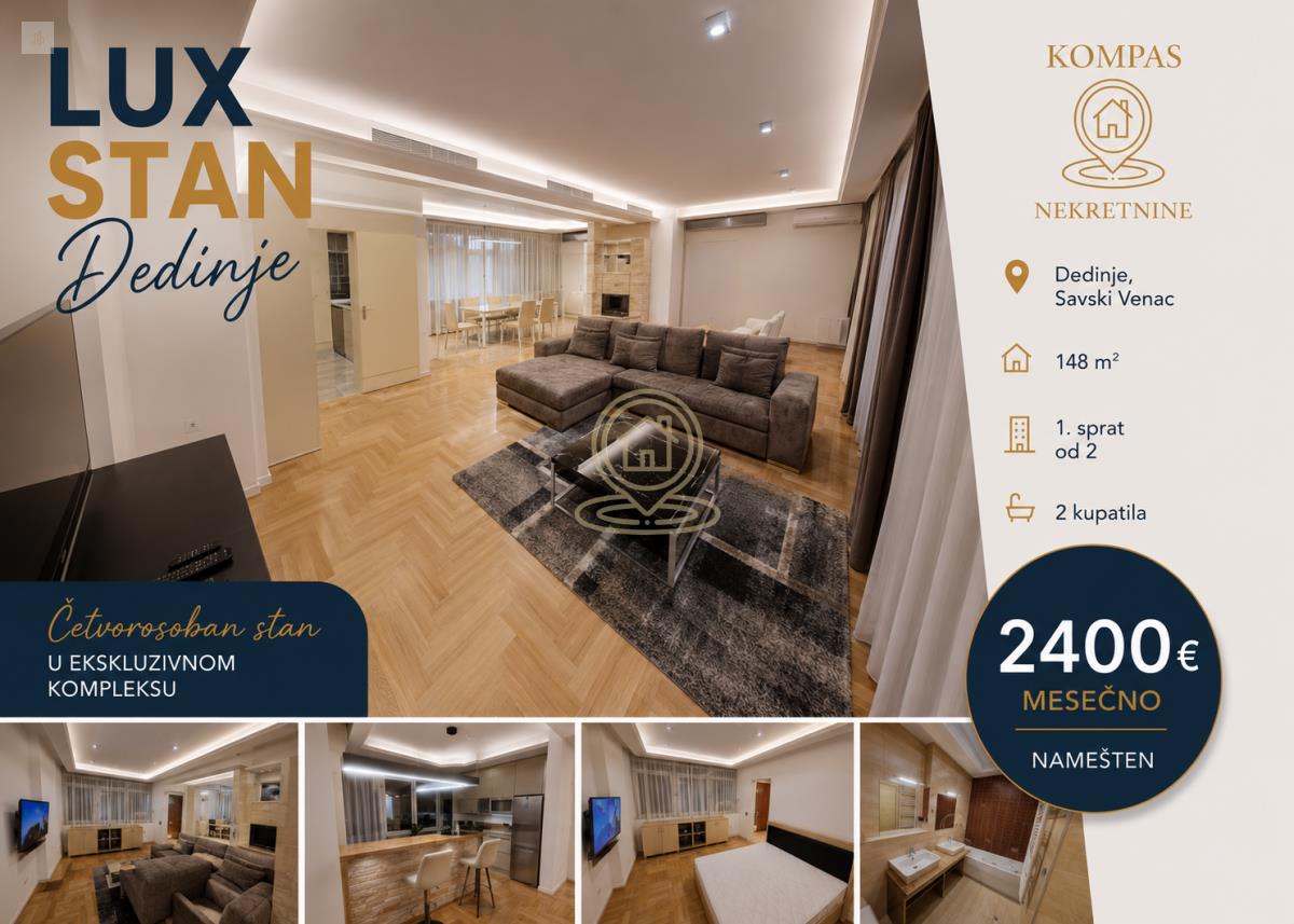 Četvorosoban stan, 148 m², Dedinje, Savski Venac