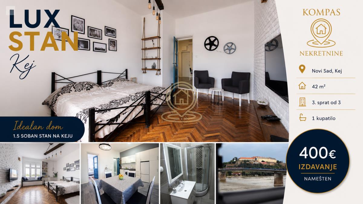Stan 42 m², 1.5 soban, Kej, Novi Sad, 3. sprat