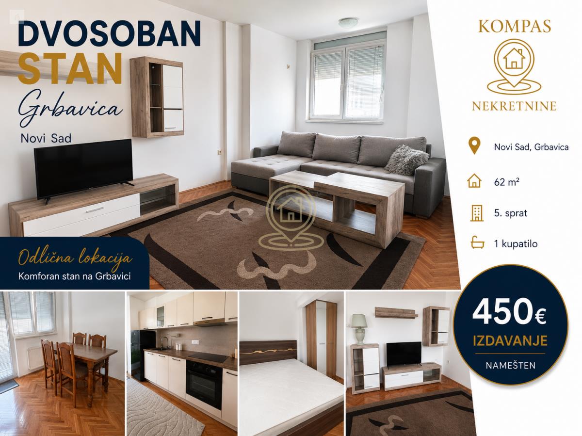 Dvosoban stan 62 m², Grbavica, Novi Sad, 5. sprat