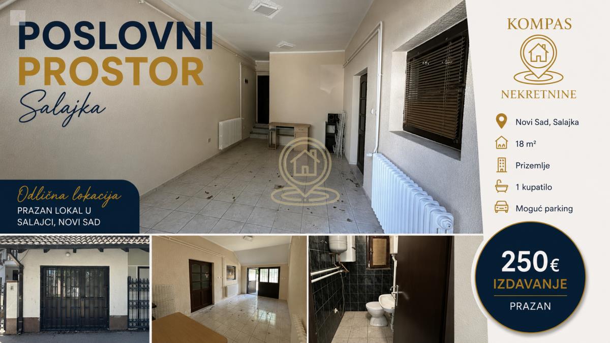 Poslovni prostor (obezbedjen parking) 18 m², Salajka, Novi Sad