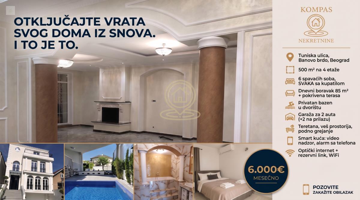 Luksuzna vila sa bazenom, 500m² — Banovo brdo / Košutnjak, useljiva odmah
