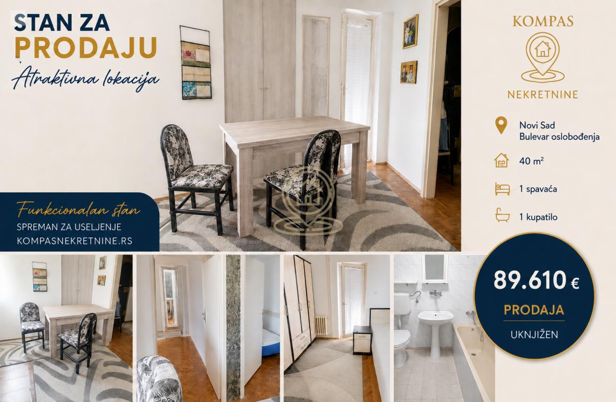 Jednoiposoban stan 33 m², Avijatičarsko naselje, Novi Sad