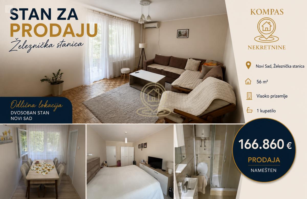 Dvosoban stan 56 m², Železnička stanica, Novi Sad
