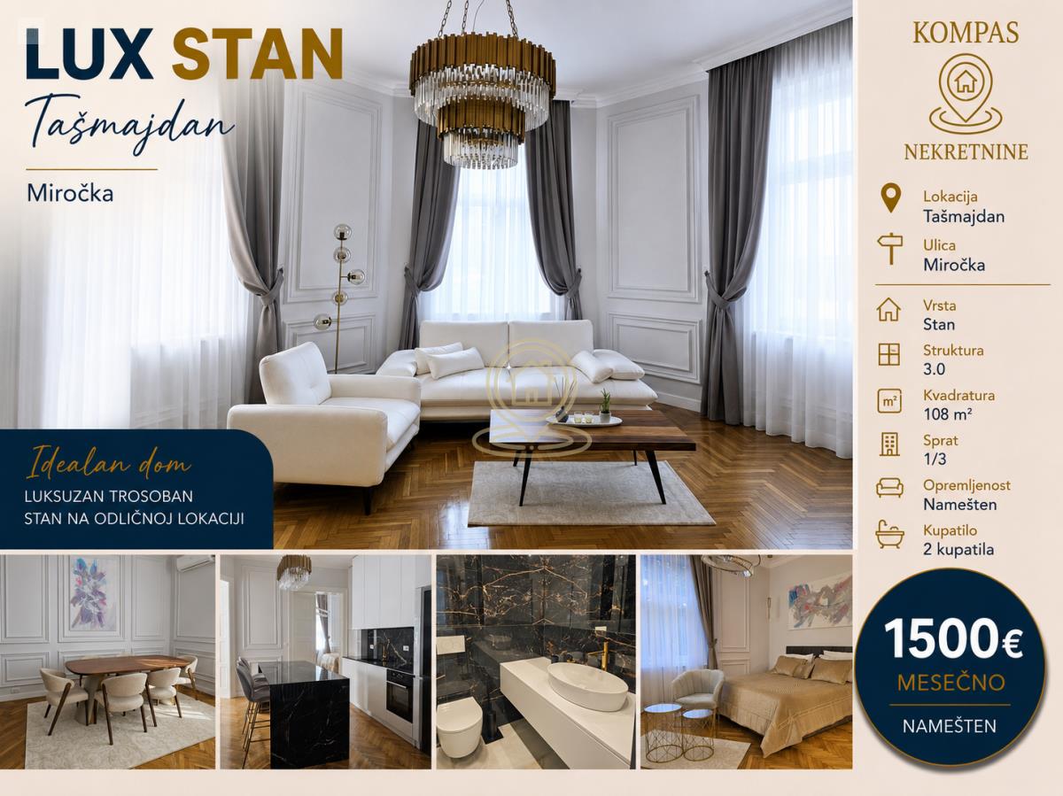 Premium 3.0 salonac kod Tašmajdana, useljiv 1.10.