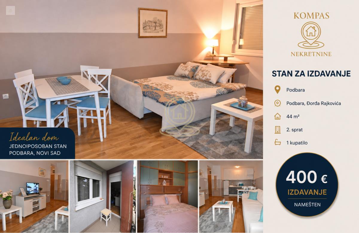 Dvosoban stan 44 m², Podbara, Novi Sad, 2. sprat