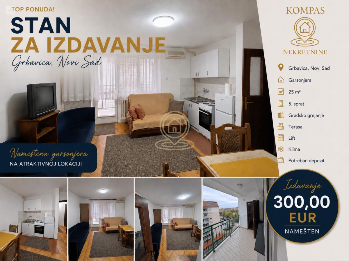 Garsonjera na Grbavici, Novi Sad, 25 m², 5/6 sprat