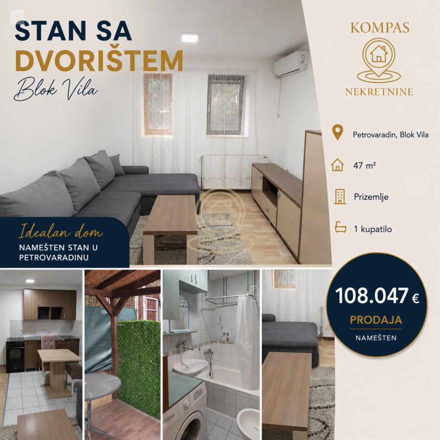 Petrovaradin, Blok Vila – 1.5 soban stan, 47 m², prizemlje