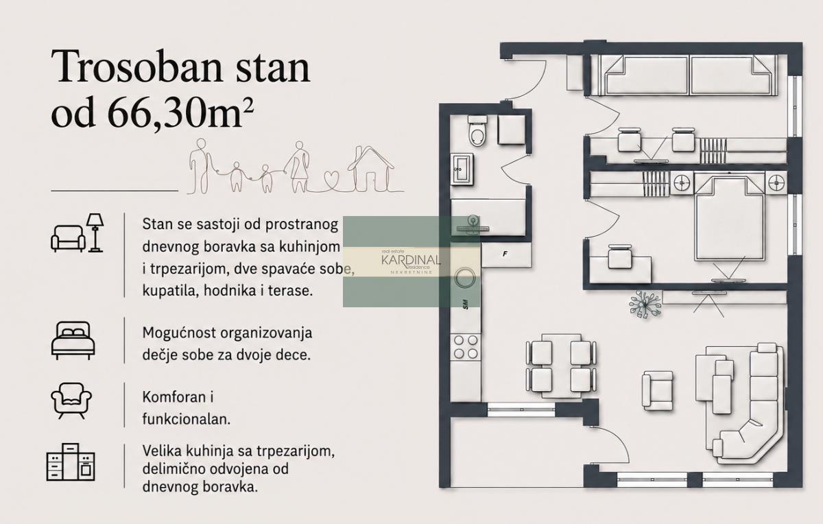 Novogradnja 66 m² sa povraćajem PDV-a – odlična prilika za kupovinu u izgradnji