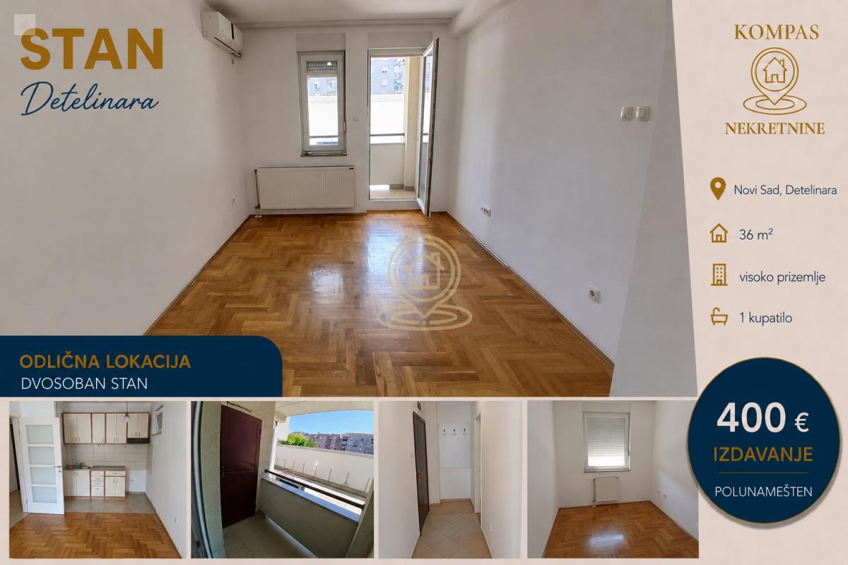Dvosoban stan u Detelinari, Novi Sad, 36 m², visoko prizemlje