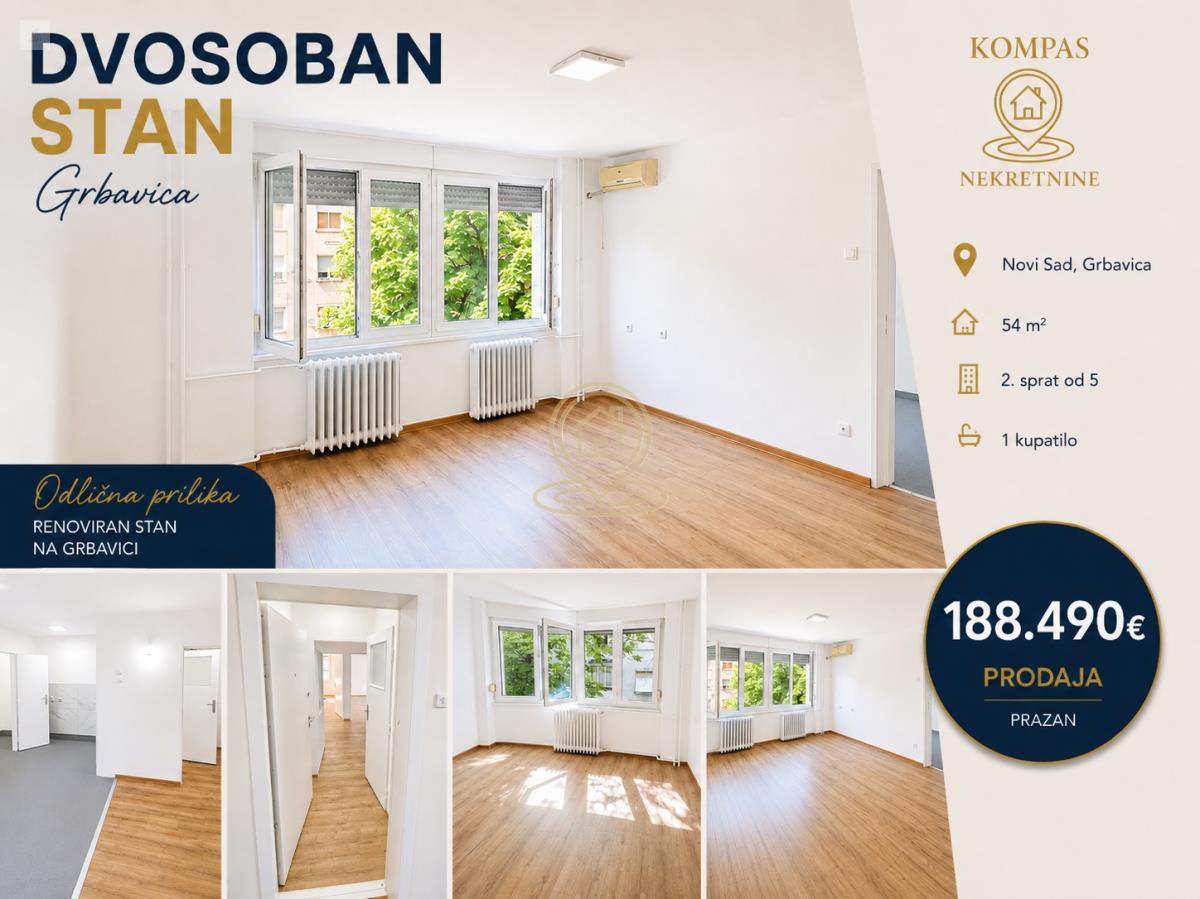 Dvosoban stan 54 m², Grbavica, Novi Sad, 2. sprat